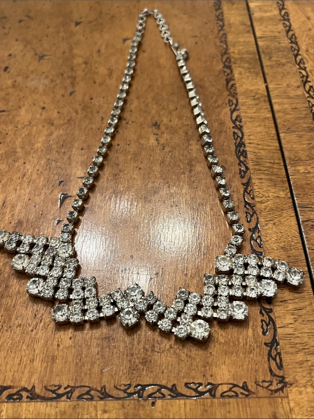 Vintage costume statement rhinestone necklace